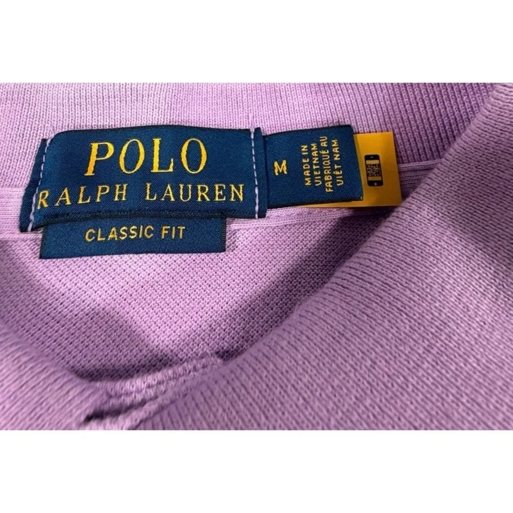 Polo Ralph Lauren Classic Fit Mesh Polo Shirt Purple Green Pony Men's Medium